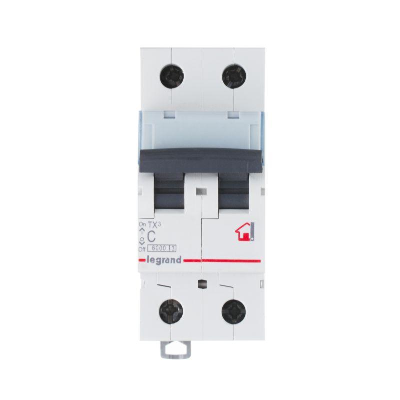Выключатель автоматический модульный 2п C 6А 10кА TX3 6000 2мод. 230/400В Leg 403927